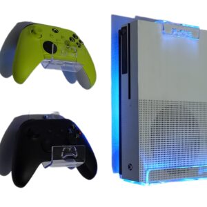 WALL MOUNT FOR XBOX ONE WITH MULTICOLOR LED LIGHTING KIT + 2 CONTROL MOUNT (one S or X)