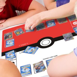 Biouai Playmat for Card Gameplay - Play Mat with Tube for 2 Player Trainer Game Playing（Red）