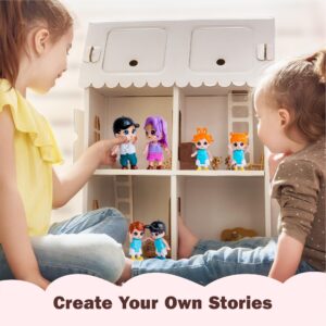 FUNERICA Dollhouse People Figures Playset - Adorable Dollhouse Family Members with Pets, Doctor, and Nurse. Little People Figures Doll House Accessories Toys