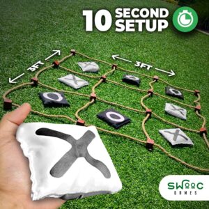 SWOOC Games - Giant Tic Tac Toe Outdoor Game | 3ft x 3ft | Instant Setup, No Assembly | Bean Bag Toss Outdoor Games for Kids 8-12 | Giant Yard Games for Adults | Giant Lawn Games | Backyard Games