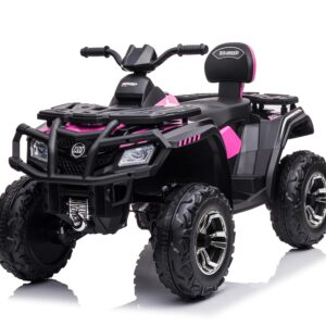 Kids ATV,TAMCO ride on atv 24V 4MD Battery Powered Electric Vehicle w/LED Lights,EVA tire, High & Low Speed, Horn, rechargeable electric Ride on Car for Boys & Girls Gift, Ride on ATV (Pink)