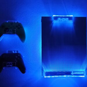 WALL MOUNT FOR XBOX ONE WITH MULTICOLOR LED LIGHTING KIT + 2 CONTROL MOUNT (one S or X)