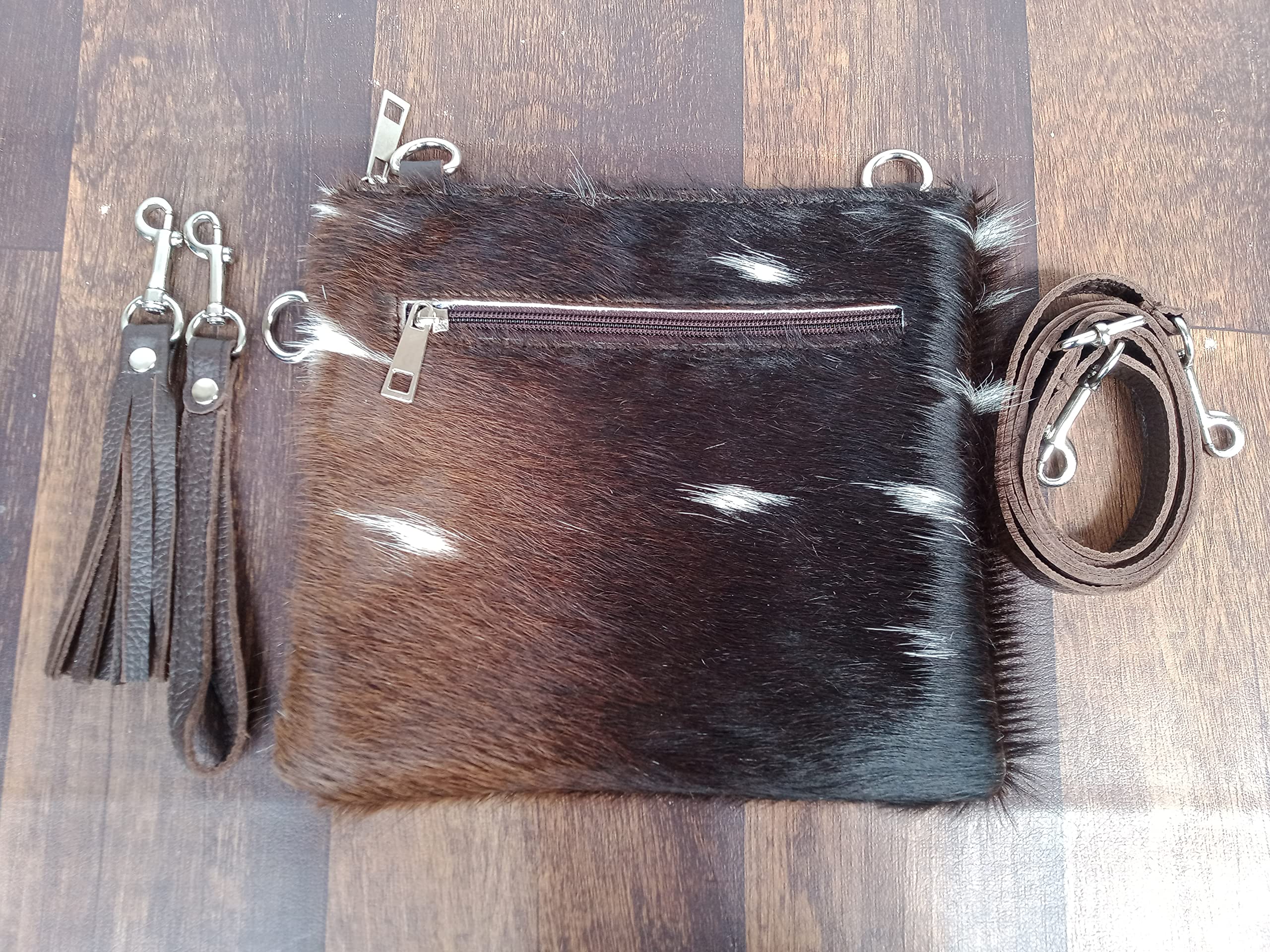 Cowhide Purse Crossbody Handbag Clutch Tricolor Brown Cow Hide Hair on Calf Hide Leather Fur | Women Cowhide Crossbody Purse Bag