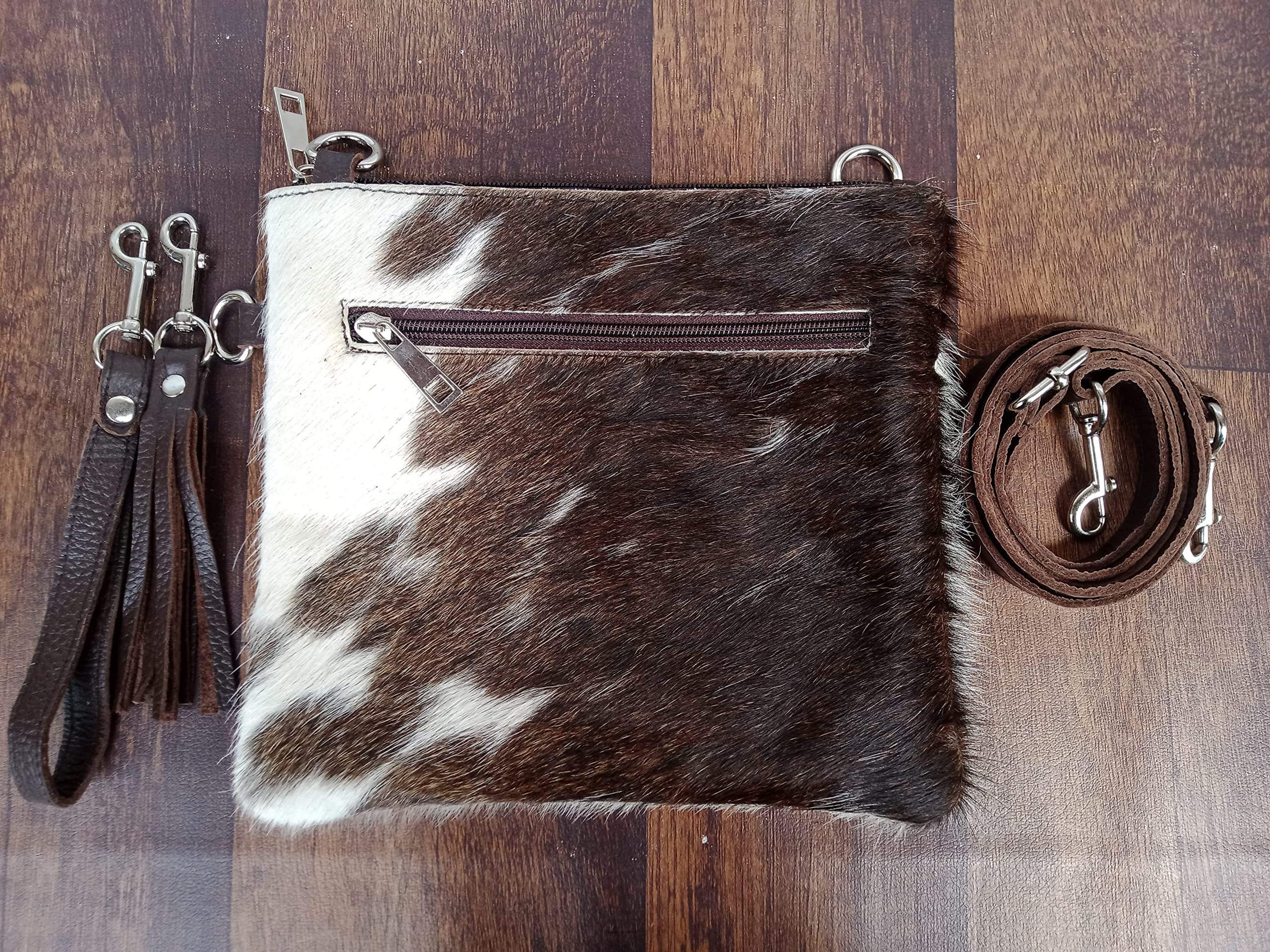 Cowhide Purse Crossbody Handbag Clutch Tricolor Brown Cow Hide Hair on Calf Hide Leather Fur | Women Cowhide Crossbody Purse Bag