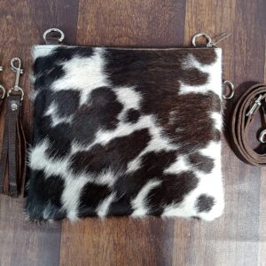 Cowhide Purse Crossbody Handbag Clutch Tricolor Brown Cow Hide Hair on Calf Hide Leather Fur | Women Cowhide Crossbody Purse Bag