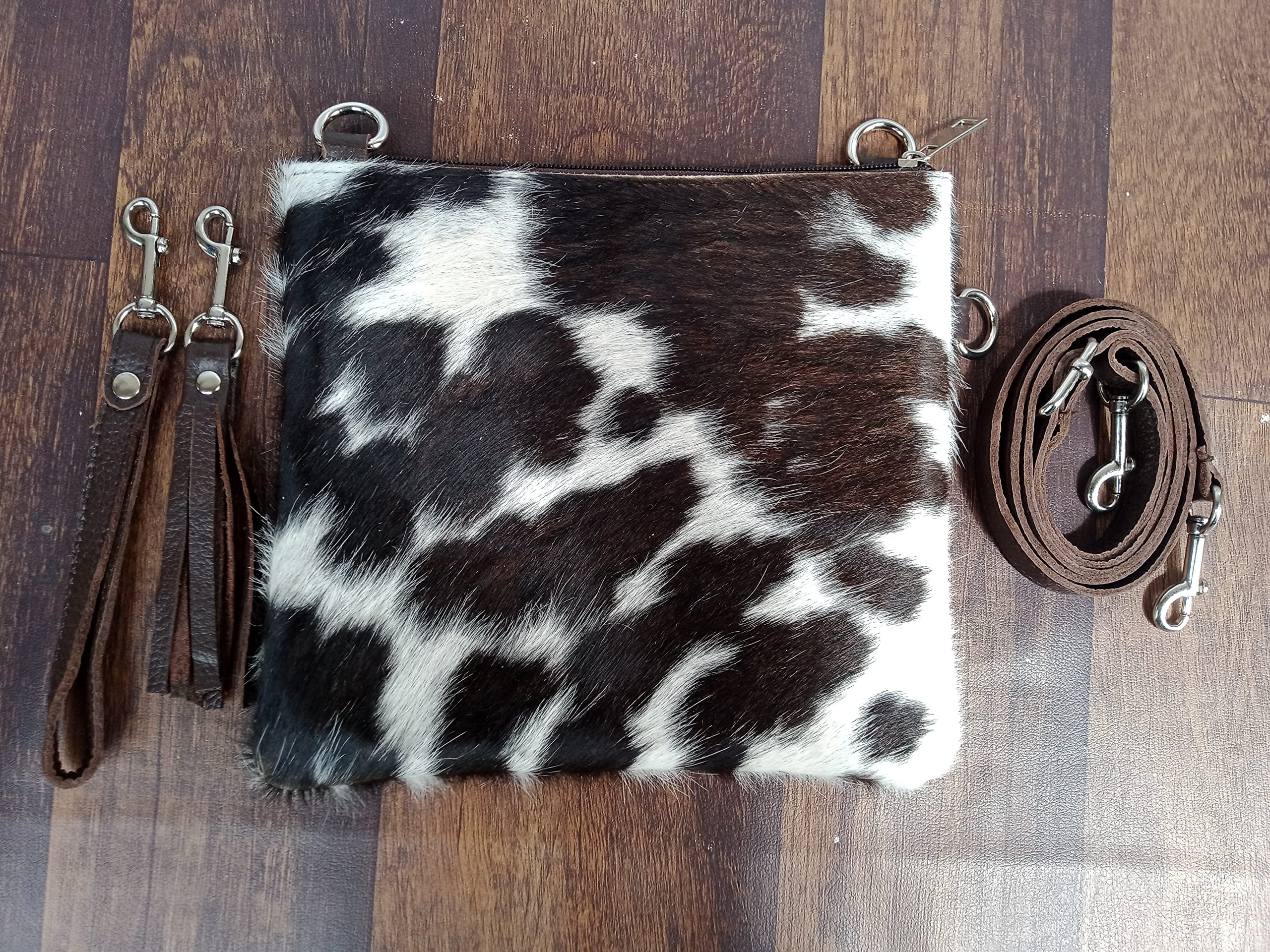 Cowhide Purse Crossbody Handbag Clutch Tricolor Brown Cow Hide Hair on Calf Hide Leather Fur | Women Cowhide Crossbody Purse Bag