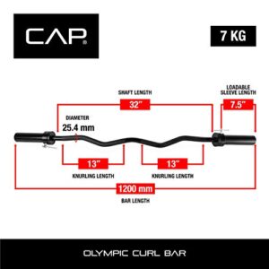 CAP Barbell Olympic EZ Curl Bar, Black (New Version), 47-Inch (OBIS-47B)