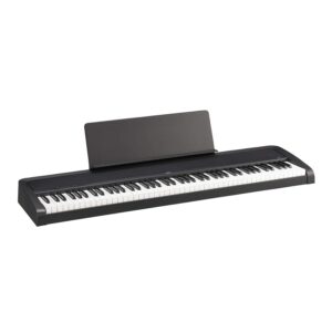 Korg B2 88-Key Electronic Keyboard Digital Pianos-Home (Black) Bundle with Stand, Bench, Sustain Pedal, and Headphones (5 Items)