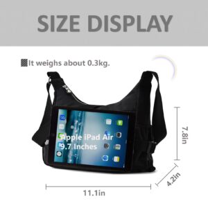 KARRESLY Crossbody Purse Bag Fabric Nylon Multi Pocket Tote Ladies Messenger Handbag(Black)