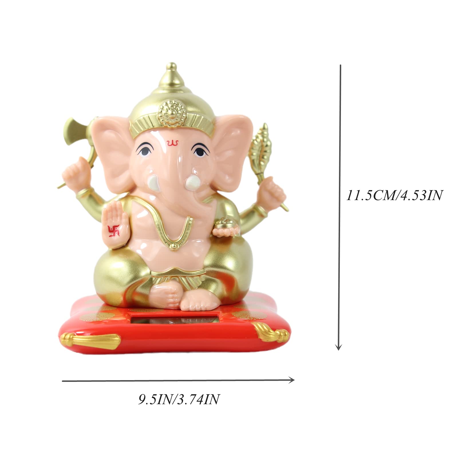 Car Solar Bobble Head Toy, Mini Ganesha Decoration, Elephant Swinging Dancing Toy, Ganesh Idol Figurines for Dashboard Home Window Desk Decor