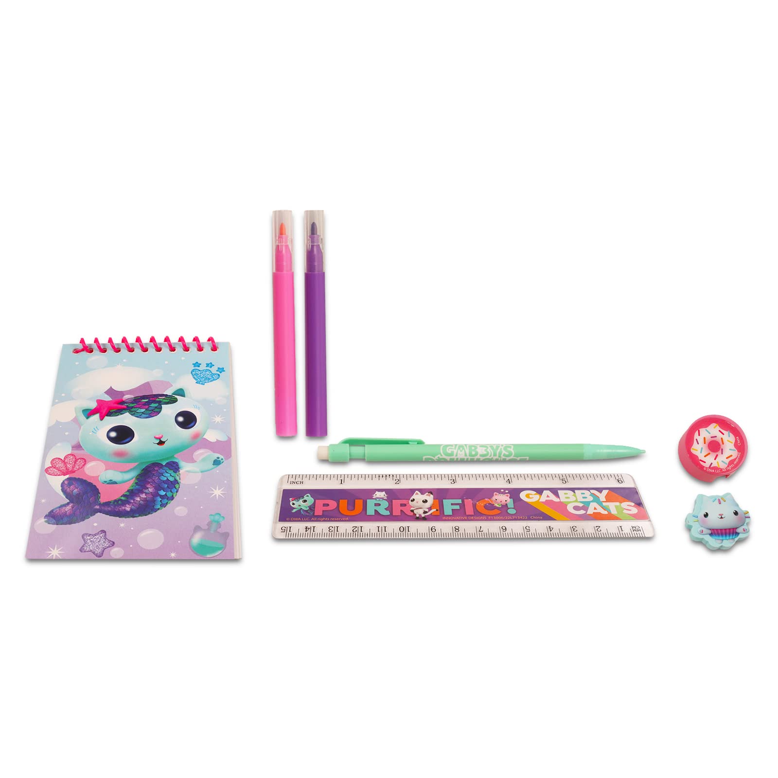 Gabby's Dollhouse Stationery Set - 11 Pc Bundle with Gabby's Dollhouse Folder, Notebook, Erasers, Case, Stickers, and More (Gabby's Dollhouse School Supplies)