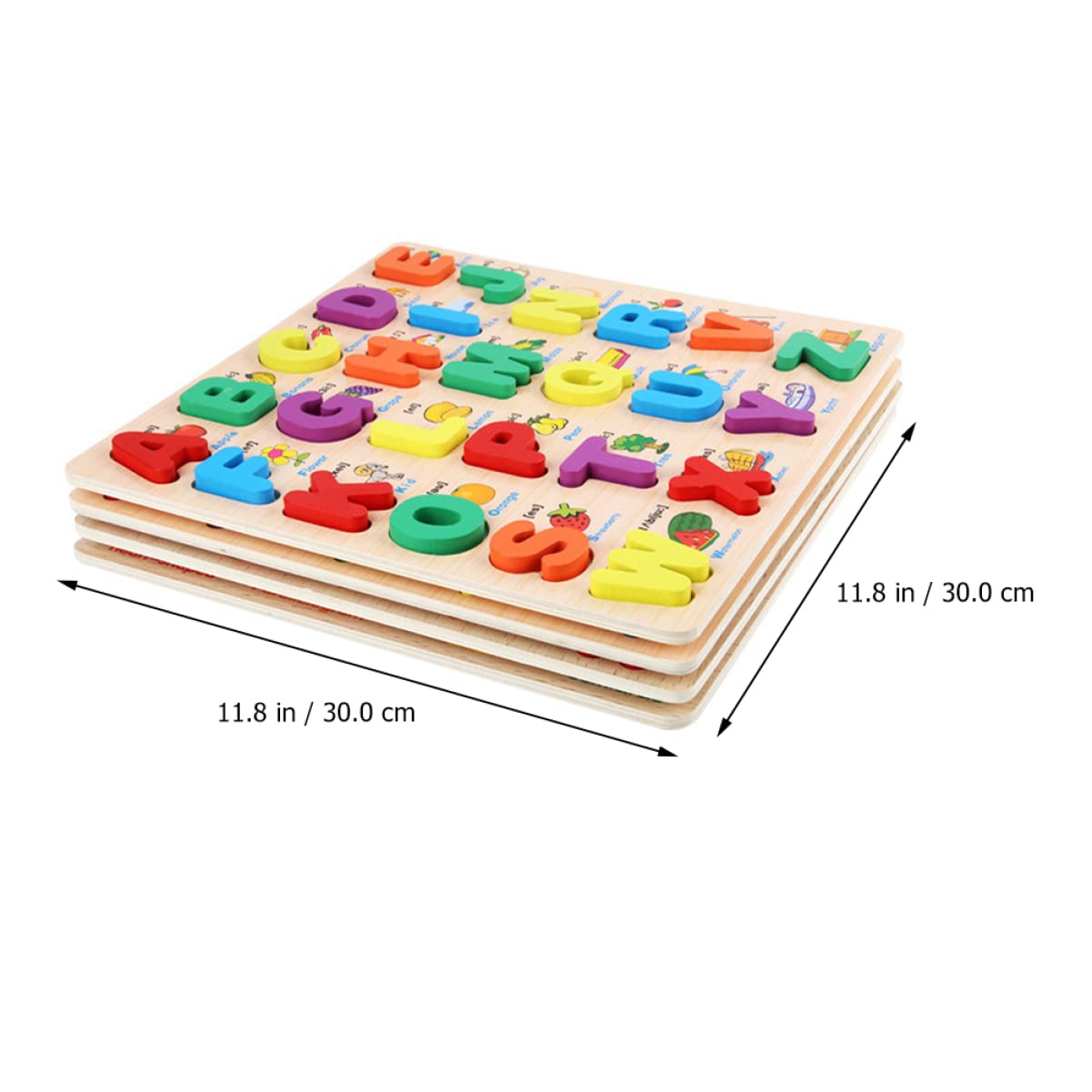 TOYANDONA 4 Sets Puzzle Wooden Jigsaw Puzzle Letter- Match Playthings Preschool Board Games Wooden Jigsaw Toy Preschool Shape Puzzles Wooden Math Puzzles Classification Board Child Number