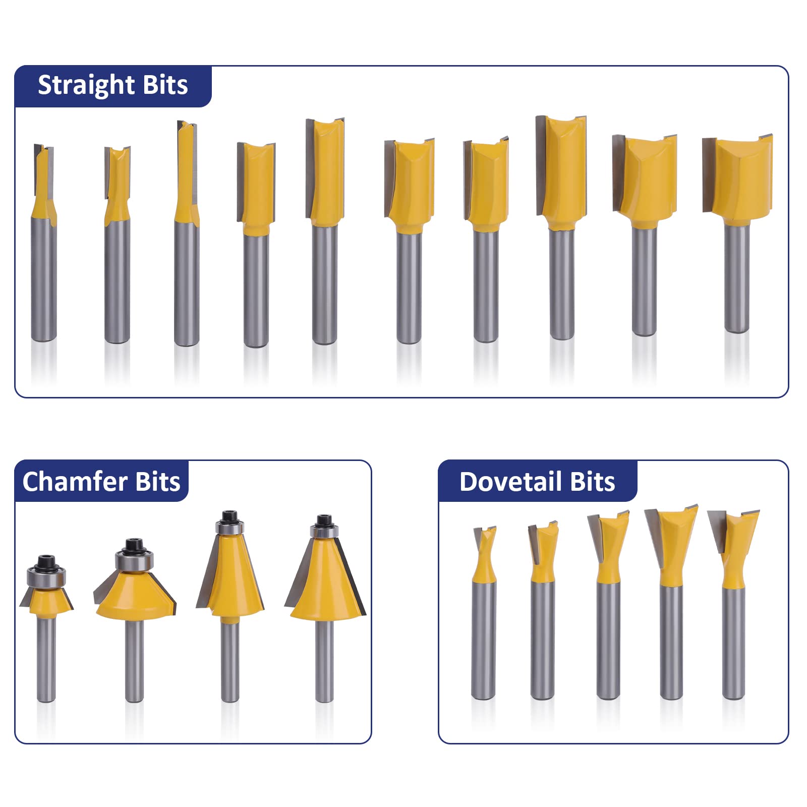 MNA Router Bits Set 1/4 Inch Shank 丨70 Piece Set