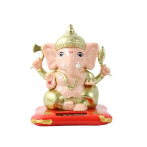 car solar bobble head toy, mini ganesha decoration, elephant swinging dancing toy, ganesh idol figurines for dashboard home window desk decor