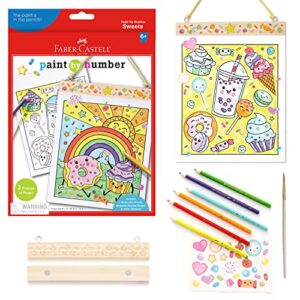 faber-castell paint by number sweets - kids watercolor paint by number craft for ages 6-8+