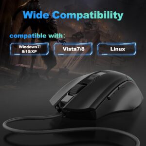 RaceGT Wired RGB Gaming Mouse, Ergonomic Mouse with 7 Backlight RGB Lighting Modes, up to 3600 DPI,6 Buttons for Windows/PC/Mac/Laptop Gamer (Black)