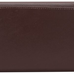 MARSHAL Women's Genuine Leather RFID Trifold Checkbook Slim Wallet for Ladies (Brown)