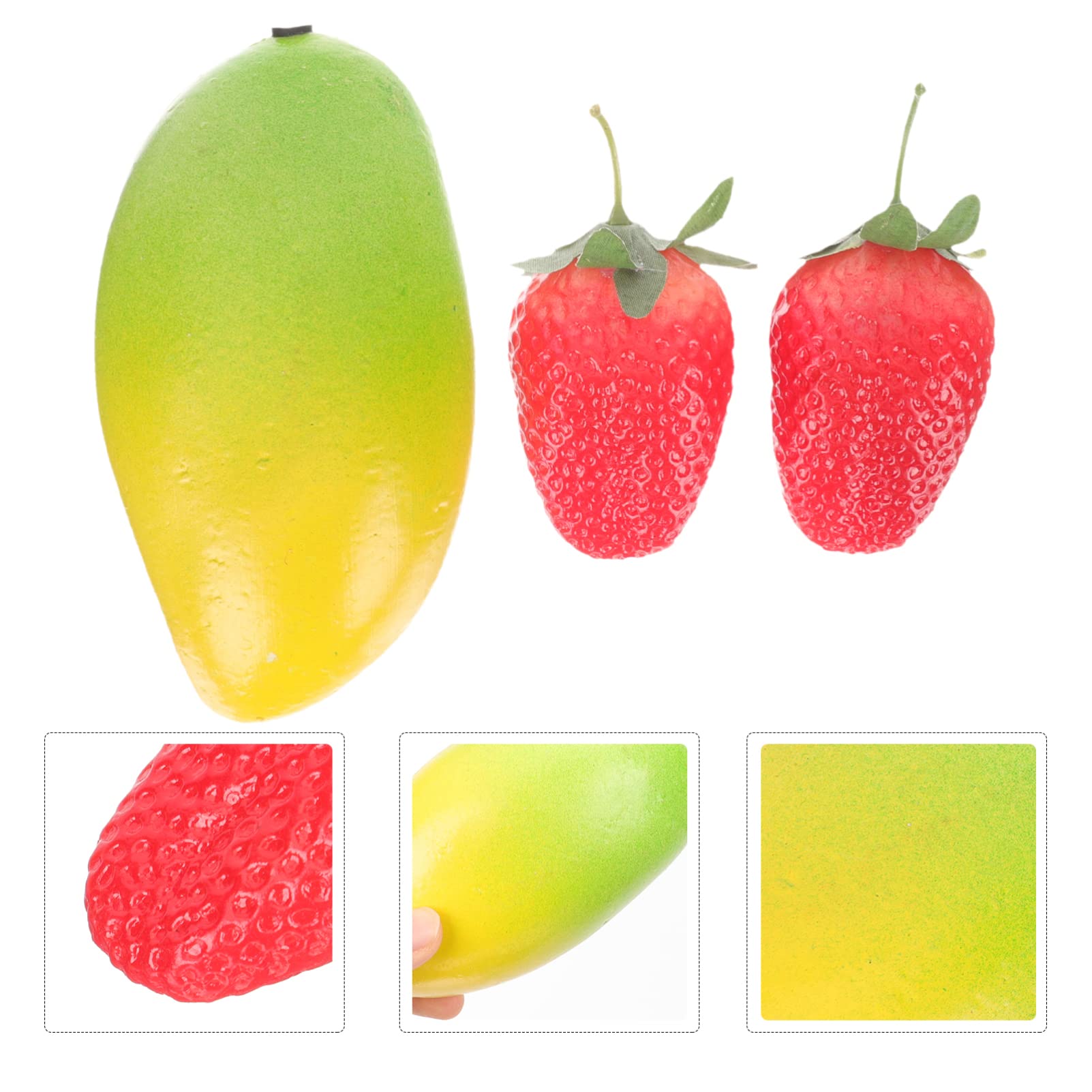 COHEALI Banana Shaker Artificial Fruit 2 Pcs Faux Fruit Decor Simulation Fruit Shaker Instruments Fruit Shaped Percussion Instruments Educational Maracas 17x5cm Mango Strawberry Musical Maraca Rattles