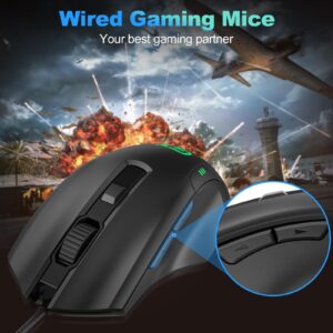 RaceGT Wired RGB Gaming Mouse, Ergonomic Mouse with 7 Backlight RGB Lighting Modes, up to 3600 DPI,6 Buttons for Windows/PC/Mac/Laptop Gamer (Black)