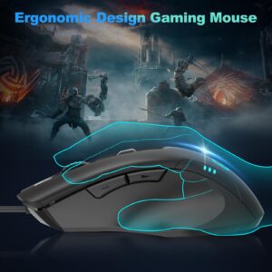 RaceGT Wired RGB Gaming Mouse, Ergonomic Mouse with 7 Backlight RGB Lighting Modes, up to 3600 DPI,6 Buttons for Windows/PC/Mac/Laptop Gamer (Black)