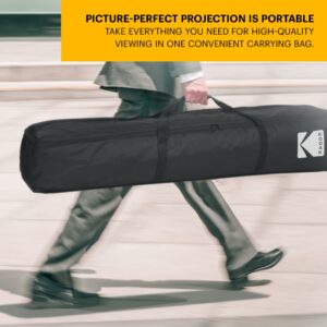 KODAK 120” Projector Screen w/Stand | Fast Fold Front Projection Backdrop for Outdoor & Indoor Movies with Tripod, Outdoor Stability Kit, & Black Storage Carry Case