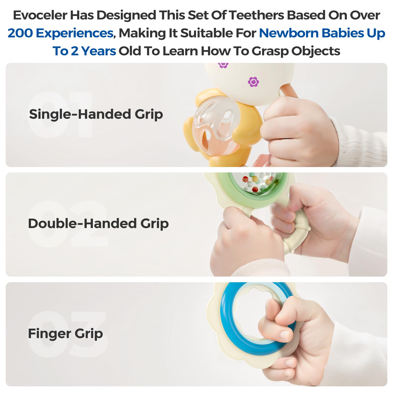 Evoceler Baby Toys 0-3-6-12 Months, 10 Pcs Baby Rattles and Teethers 0-3 0-6 6 to 12 Months, Easy to Grasp Teething Toys, BPA Free Newborn Toys, Baby Boy Girl Gifts, Baby Shower Gifts with Storage Box