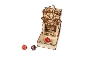 the broken token mini tiki dice tower - wooden dice tower