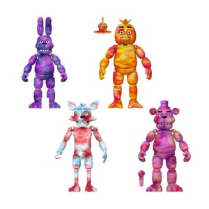 funko action figures - fnaf tie dye five night's at freddy's set of 4 - bonnie, chica, foxy and freddy