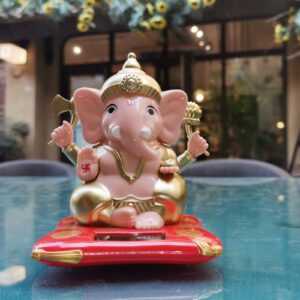 Car Solar Bobble Head Toy, Mini Ganesha Decoration, Elephant Swinging Dancing Toy, Ganesh Idol Figurines for Dashboard Home Window Desk Decor