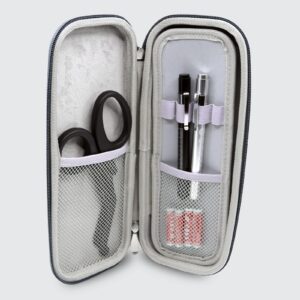 Ever Ready First Aid Stethoscope Case Including Titanium Shears, 2 Penlights Black & Silver Fits Littmann-Type Stethoscope, Rubber Grip Handle - Gray