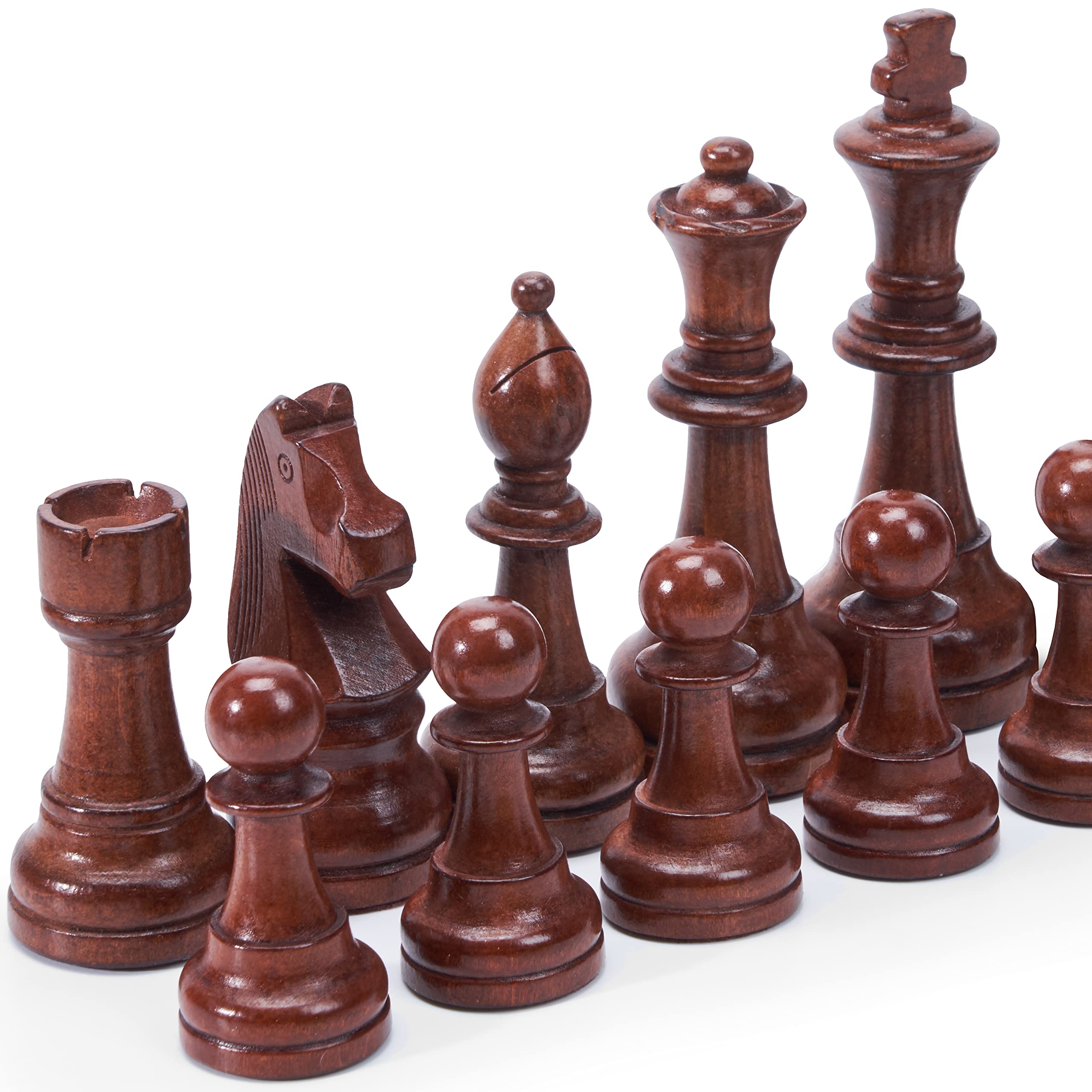 Vamslove Wooden Chess Pieces Large 4.5'' King Set of 32 Luxury Staunton Wood Chessmen for Chess Game Board (Chess Pieces Only), Velvet Storage Bags Included