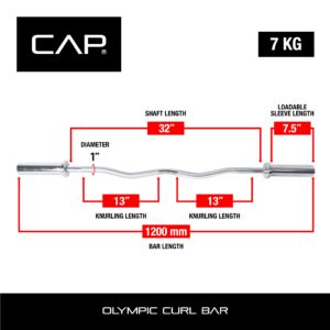 CAP Barbell Olympic EZ Curl Bar, Chrome (New Version), 47-Inch (OBIS-47)