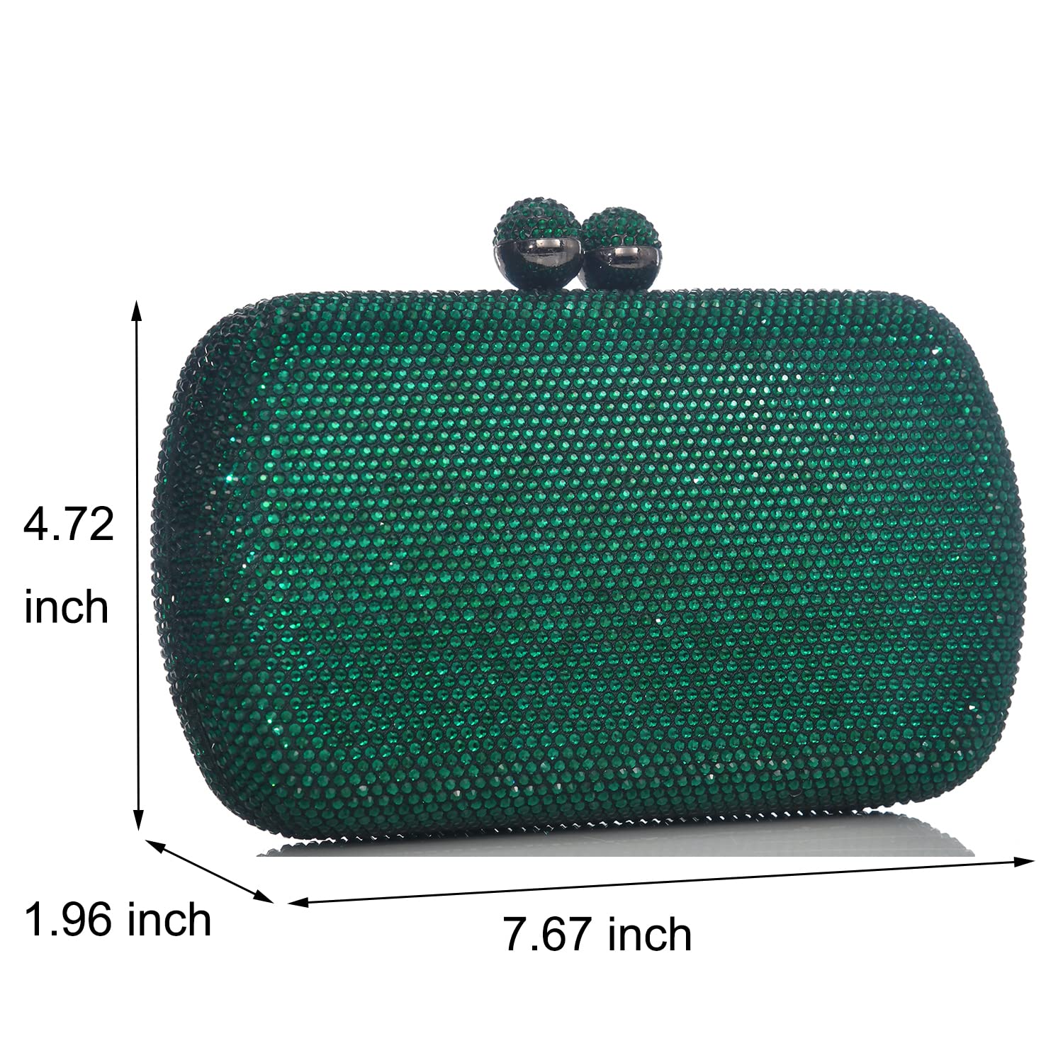 Evening Handbag with Full Rhinestone Bling Crystal Clutch Bag for Women Formal Evening Party Graduation Wedding Promp (DarkGreen)