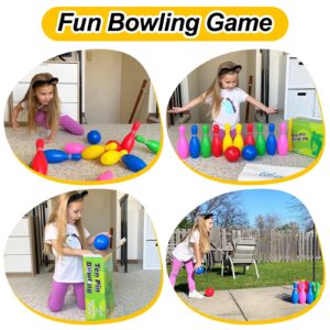 Liberry Toy Bowling Set for Kids Ages 2 3 4 5, Includes 10 Plastic Pins & 2 Balls, Toddler Indoor Outdoor Activity Games, Educational Birthday Gifts for Boys Girls