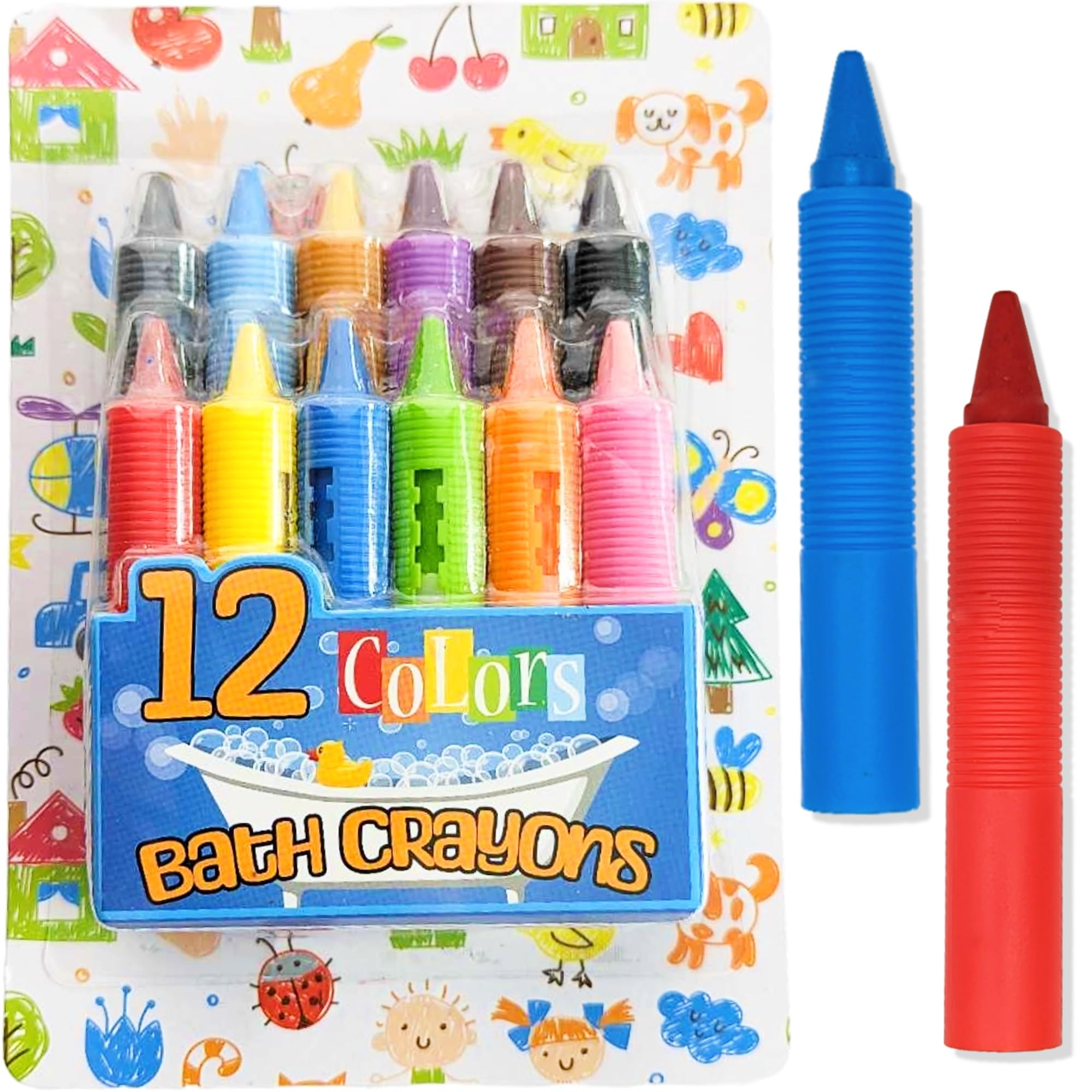 Billikins™ 12 Bath Crayons For Toddlers┃12 Color Crayons For Kids┃ Bath Tub Crayons┃Bath Crayons Non Toxic┃Bath Toys┃Crayones De Baño┃ Safe & Easy To Clean