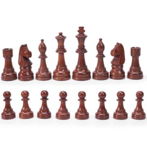 Vamslove Wooden Chess Pieces Large 4.5'' King Set of 32 Luxury Staunton Wood Chessmen for Chess Game Board (Chess Pieces Only), Velvet Storage Bags Included