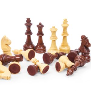 Vamslove Wooden Chess Pieces Large 4.5'' King Set of 32 Luxury Staunton Wood Chessmen for Chess Game Board (Chess Pieces Only), Velvet Storage Bags Included