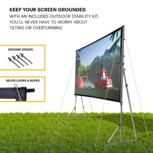 KODAK 120” Projector Screen w/Stand | Fast Fold Front Projection Backdrop for Outdoor & Indoor Movies with Tripod, Outdoor Stability Kit, & Black Storage Carry Case