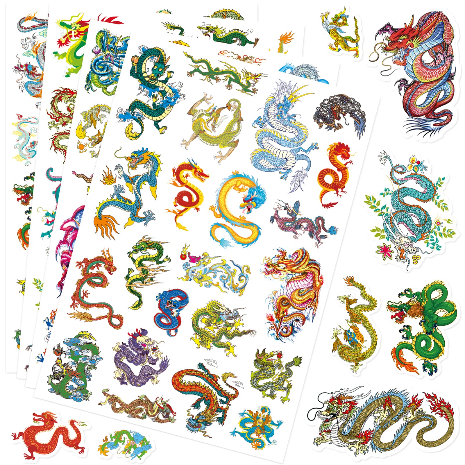 Ancient Dragon Stickers 455Counts Magical Fairy Cartoon Dragon Adhesive Sticker for Water Bottles Art Toys Crafts Kids Boys Toddlers Invitations Envelopes Party Gifts Bags Decor