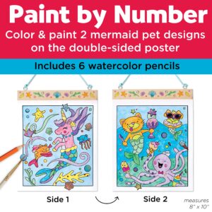 Faber-Castell Paint by Number Mermaid Pets - Kids Watercolor Mermaid Craft for Ages 6-8+