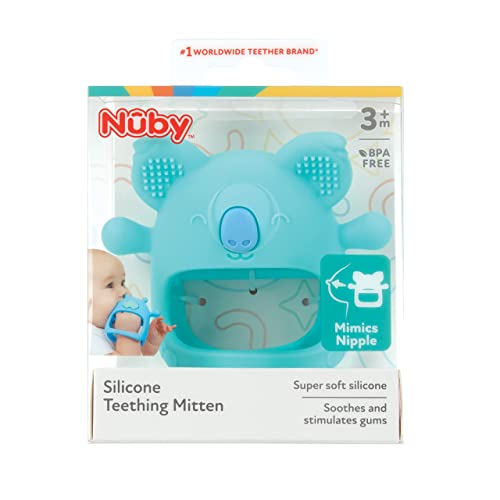 Nuby Silicone Wrist Teething Mitten - Baby Teether Ring - 3+ Months - Koala