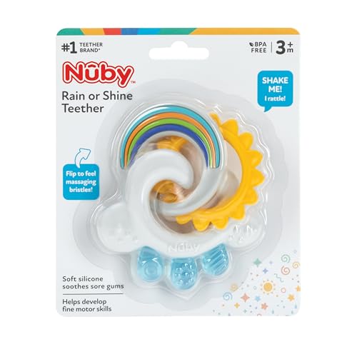 Nuby Cloud Teether with Sun and Silicone Rain Links : 3+ Months