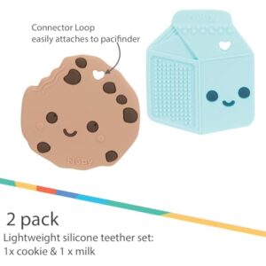 Nuby All Silicone Chocolate Chip Cookie & Milk Carton Teether – 2 Pack, 3+ Months