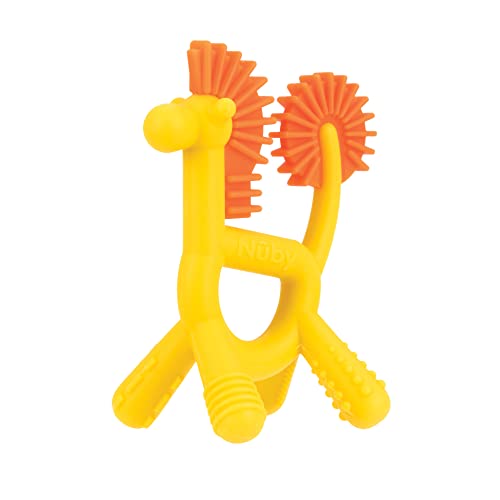 Nuby Silicone Geo Zoos Teether - Giraffe Teething Toy for Babies 3+ Months - Soothes and Massages Sore Gums