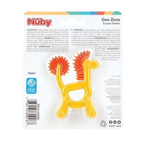 Nuby Silicone Geo Zoos Teether - Giraffe Teething Toy for Babies 3+ Months - Soothes and Massages Sore Gums