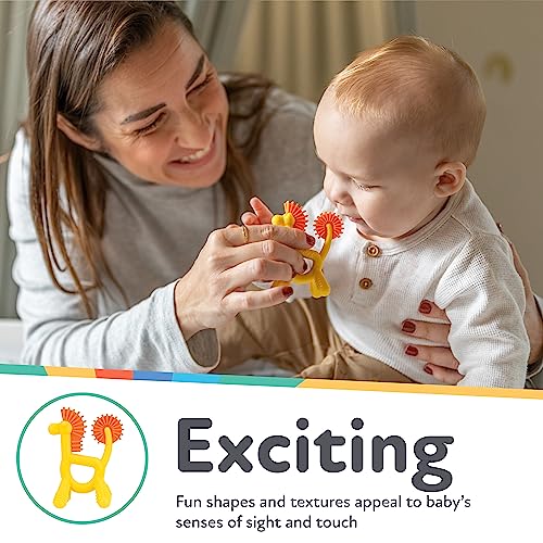 Nuby Silicone Geo Zoos Teether - Giraffe Teething Toy for Babies 3+ Months - Soothes and Massages Sore Gums