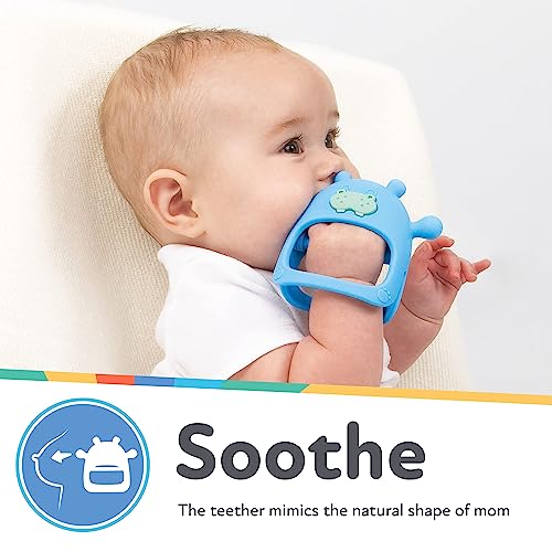 Nuby Silicone Wrist Teething Mitten - Baby Teether Ring - 3+ Months - Hippo