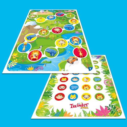 Hasbro Gaming Twister Junior Game, Animal Adventure 2-Sided Mat, 2 Games in 1, Party Game for Kids Ages 3 and Up, Indoor Game for 2-4 Players