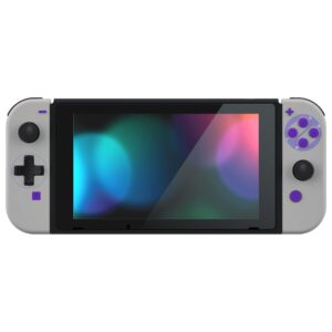 eXtremeRate Dpad Version Custom Full Set Shell for Nintendo Switch, Soft Touch Replacement Console Back Plate, NS Joycon Handheld Controller Housing & Buttons for Nintendo Switch - Classics SNES Style