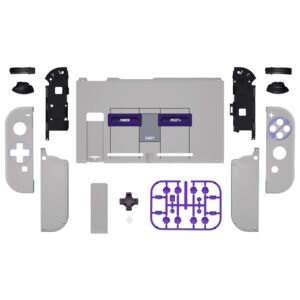 eXtremeRate Dpad Version Custom Full Set Shell for Nintendo Switch, Soft Touch Replacement Console Back Plate, NS Joycon Handheld Controller Housing & Buttons for Nintendo Switch - Classics SNES Style